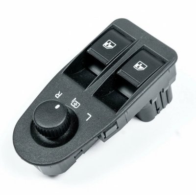 Блок 2-х клавишный управл. ст/подъем. и зерк. Г-"Биз-с" св.зел.подсв.   /П/(62)